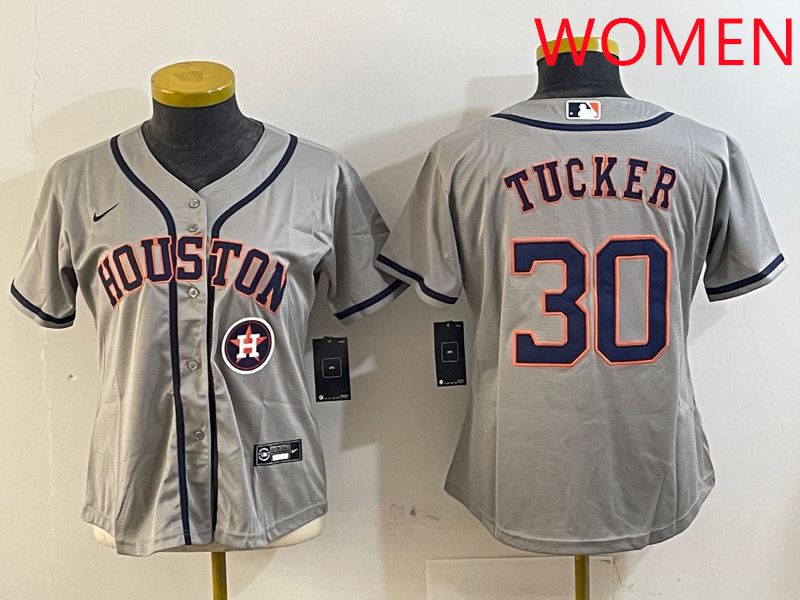Women Houston Astros 30 Tucker Grey Game 2025 Nike MLB Jersey style 5